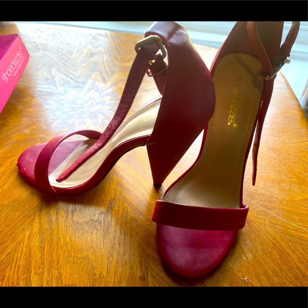 Red heeled sandals